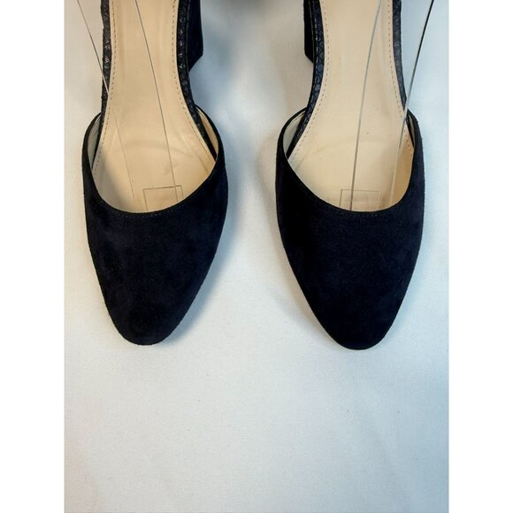 Cole Haan Grand Os Lara Womens Size 7.5 Navy Blue Wedges Ankle Strap Suede Pump - Picture 4 of 12